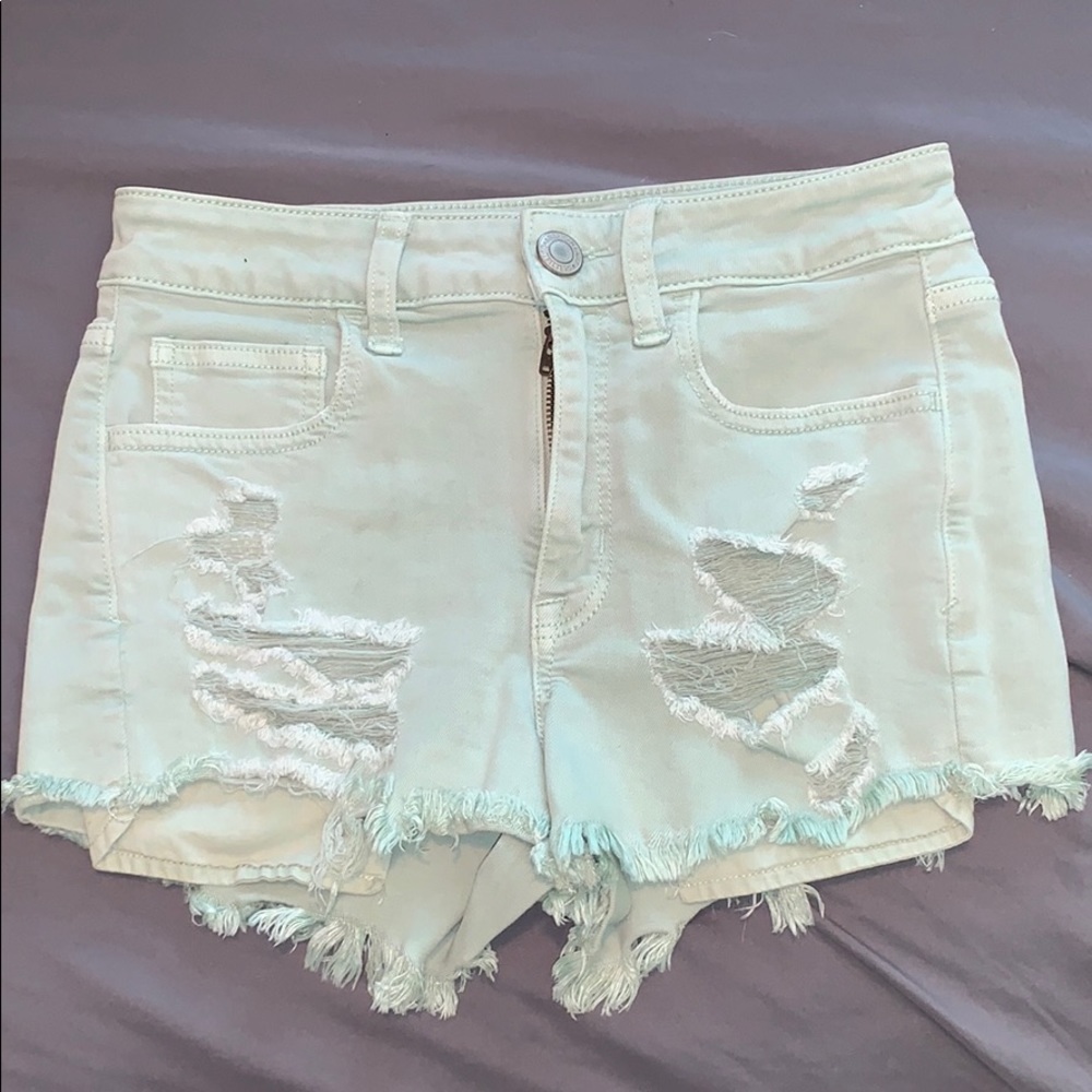 Mint green, AE cut off, denim shorts